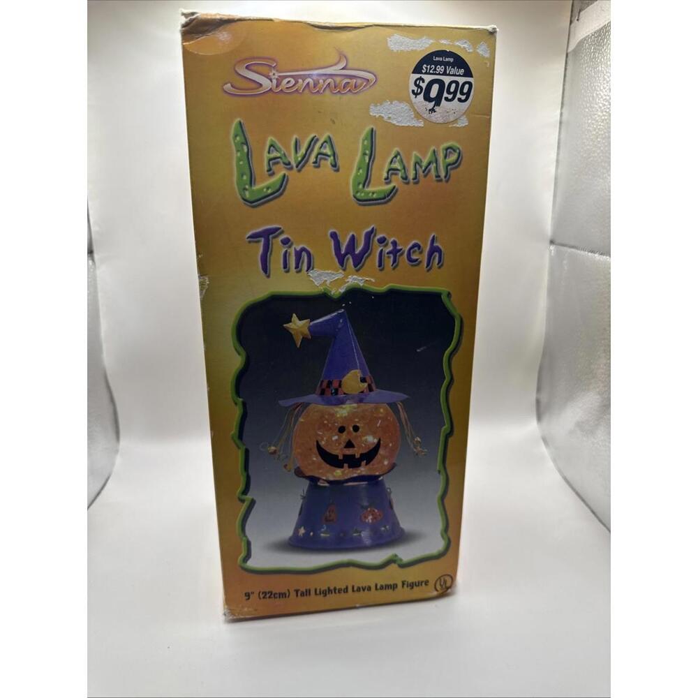Sienna Halloween Tin Witch 9" Lava Lamp Lighted Party Decor Jack-O-Lantern